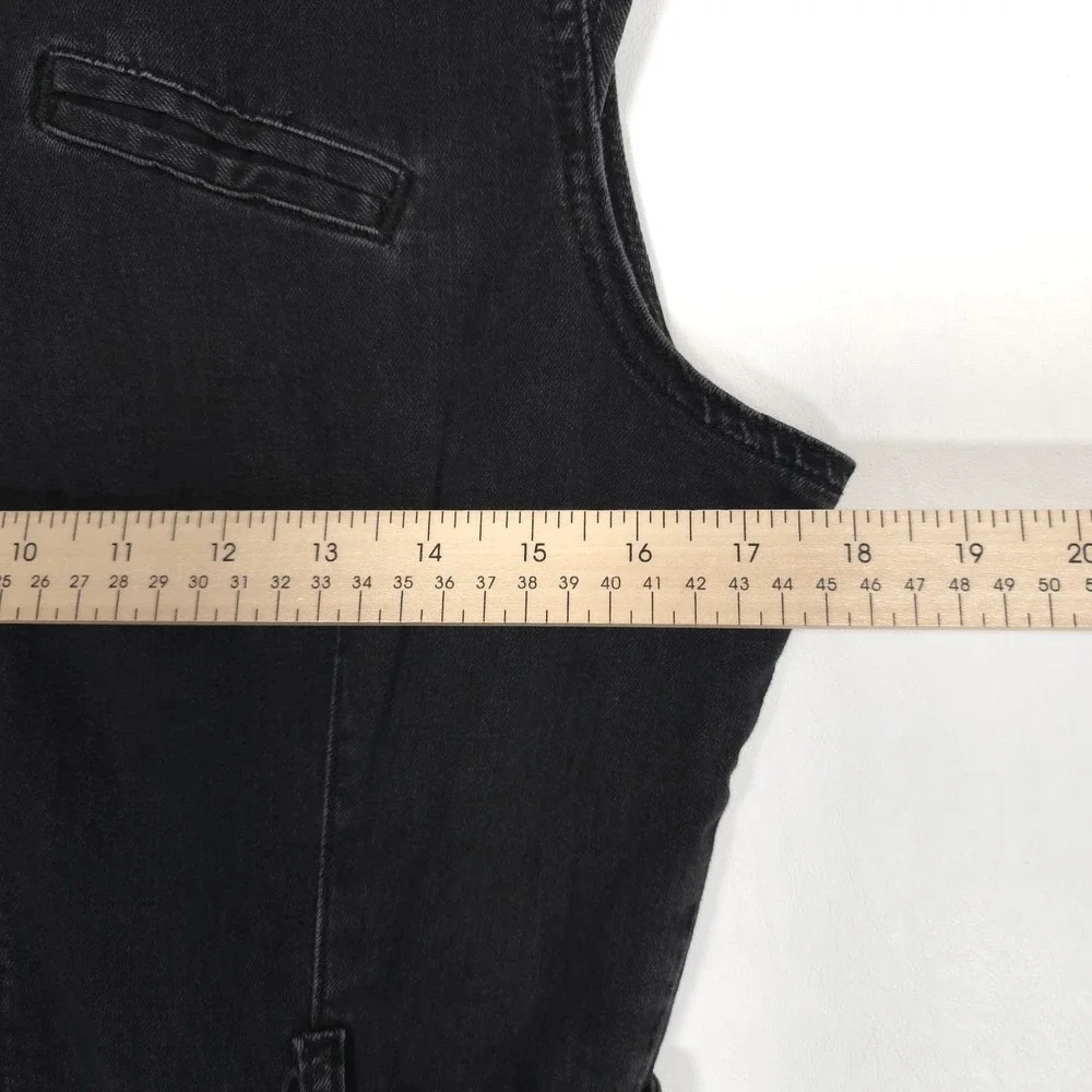 PAIGE Denim Jumpsuit Black‎ Sleeveless Zip Belted Cotton Stretch Size 8